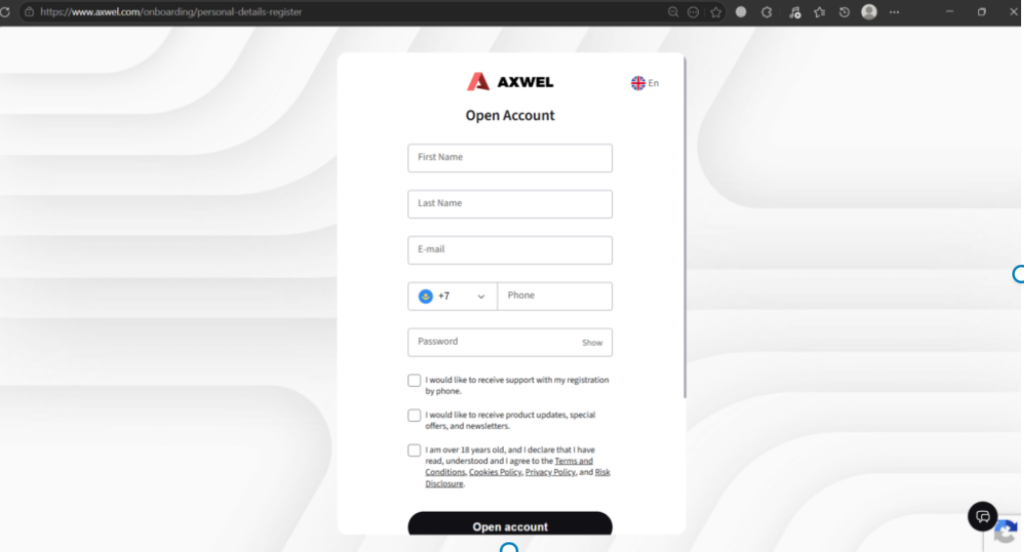 Axwel Registration Form